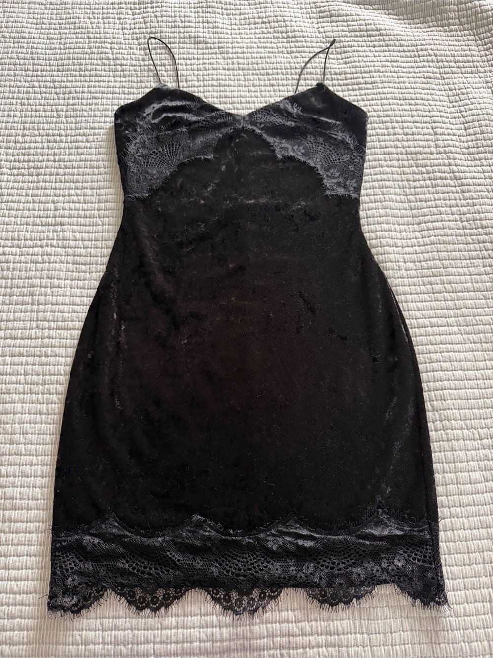 Guess Black Velvet Lace Slip Mini Dress